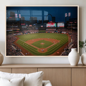38612-MGV-FP-60X30-3P_Natural-Busch Stadium Wall Art Canvas Print, Framed Missouri Stadium Art Picture Print, Busch Stadium Field Perfect Sports Room Decor
