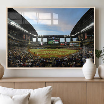 92672-MGV-FP-60X30-3P_Natural-Chase Field Stadium Wall Art Canvas Print, Framed Arizona Stadium Art Picture Print, Chase Stadium Perfect Sports Room Decor