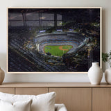 16515-MGV-FP-60X30-3P_Natural-Dodgers Stadium Wall Art Canvas Print, Framed Baseball Stadium Art Picture Print, Dodgers Field Perfect Sport Room Decor Artwork