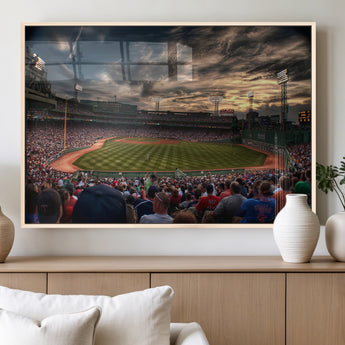 53432-MGV-FP-36X24-3P_Natural-Fenway Park Stadium Wall Art Canvas Print, Framed Boston Baseball Stadium Art Picture Print, Massachusetts Fenway Park Perfect