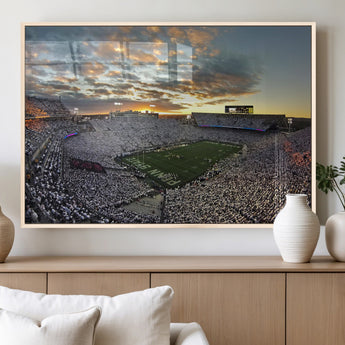 38807-MGV-FP-36X24-3P_Natural-Beaver Stadium Wall Art Canvas Print, Framed Beaver Stadium Field Art Picture Print, Football Stadium Perfect Sport Room Decor