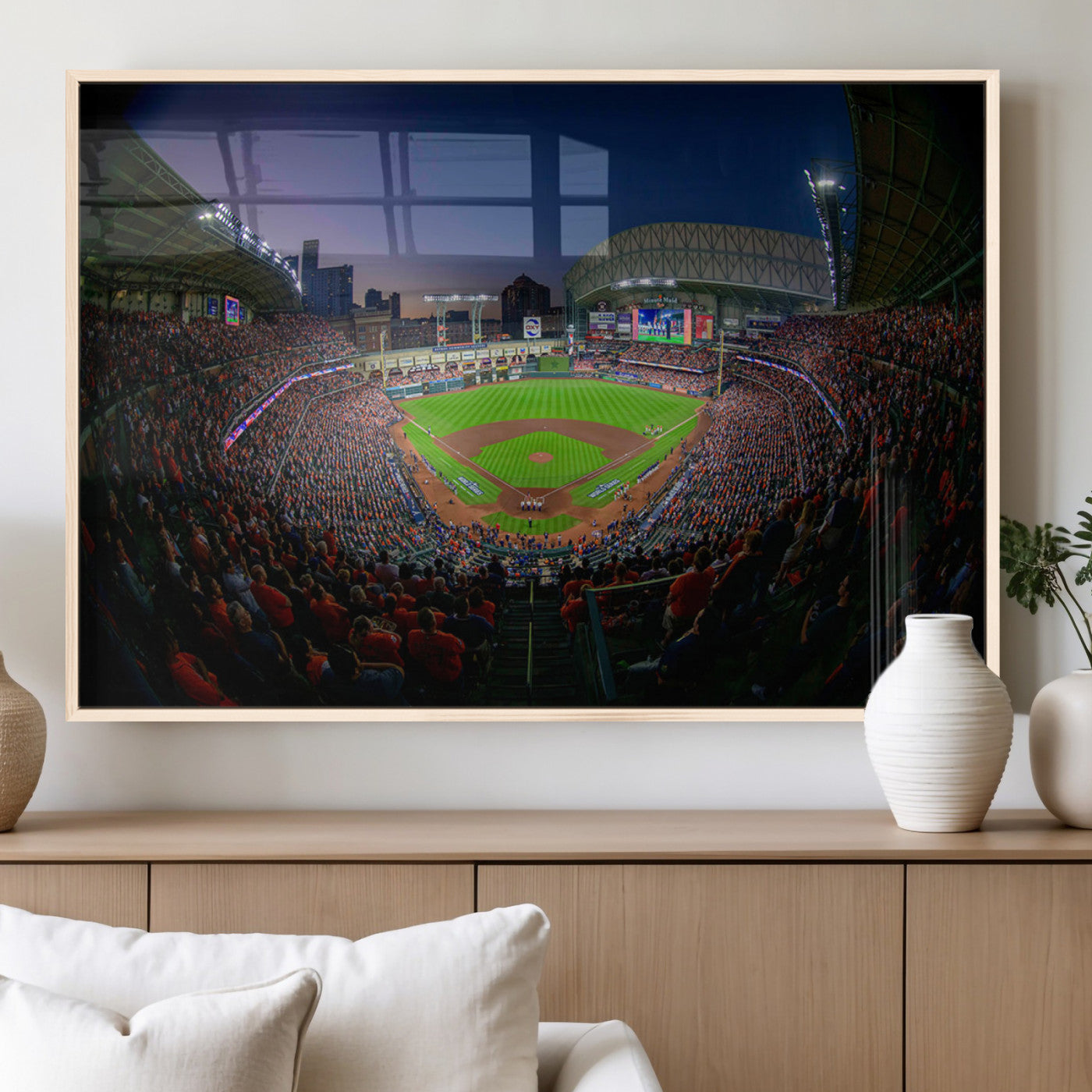 44322-MGV-FP-60X30-3P_Natural-Minute Maid Park Wall Art Canvas Print, Framed Houston Astros Stadium Art Picture Print, Houston Astros Field Perfect Sports Room
