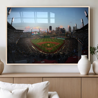 67670-MGV-FP-60X30-3P_Natural-PNC Park Stadium Wall Art Canvas Print, Framed Pittsburgh Pirates Stadium Art Picture Print, PNC Park Field Perfect Sport Room