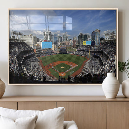 87122-MGV-FP-36X24-3P_Natural-Petco Park Field Wall Art Canvas Print, Framed San Diego Stadium Art Picture Print, Petco Park Stadium Perfect Sport Room Decor