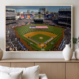 20879-MGV-FP-36X24-3P_Natural-Yankee Stadium Wall Art Canvas Print, Framed New York Stadium Art Picture Print, Yankee Field Perfect Sport Room Decor Artwork