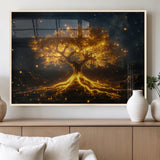 60194-MGV-FP-36X24-3P_Natural-Glowing Tree Wall Art – Golden Roots Fantasy Canvas Print, Mystical Illuminated Tree Painting Poster for Living Room, Bedroom,