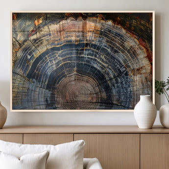 16193-MGV-FP-60X30-3P_Natural-Tree Ring Wall Art – Abstract Wood Grain Canvas Print, Rustic Nature Texture Artwork Poster for Living Room, Bedroom, Office,