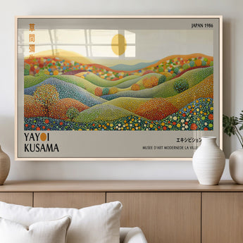 33864-MGV-FP-60X30-3P_Natural-Pointillism Yayoi Wall Art Canvas Print, Framed Yayoi Kusama Art Picture Print, Yayoi Kusama Dot Perfect Abstract Nature Decor