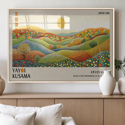 33864-MGV-FP-60X30-3P_Natural-Pointillism Yayoi Wall Art Canvas Print, Framed Yayoi Kusama Art Picture Print, Yayoi Kusama Dot Perfect Abstract Nature Decor