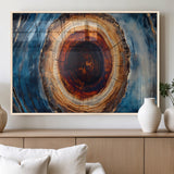30457-MGV-FP-36X24-3P_Natural-Tree Ring Abstract Wall Art – Blue and Brown Wood Grain Canvas Print, Modern Nature Inspired Painting for Rustic Living Room,