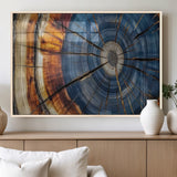 10583-MGV-FP-36X24-3P_Natural-Tree Ring Wall Art – Abstract Wood Grain Canvas Print with Blue and Brown Tones, Nature Inspired Rustic Artwork for Living Room,
