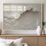 45175-MGV-FP-36X24-3P_Natural-Textured Wave Wall Art Canvas Print, Framed Minimal Seascape Art Picture Print, Elegant Wave Perfect Modern Coastal Decor Artwork