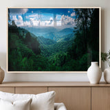 74439378-MGV-FP-36X24-3P_Natural-Tropical Jungle Wall Art Canvas Print, Framed Lush Valley Art Picture Print, Forest Mountains Perfect Tropical Wilderness Decor
