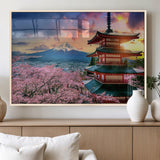 32331262-MGV-FP-36X24-3P_Natural-Mount Fuji Japan Wall Art – Cherry Blossom Landscape Canvas Print, Chureito Pagoda Sunset Photography, Japanese Nature Travel