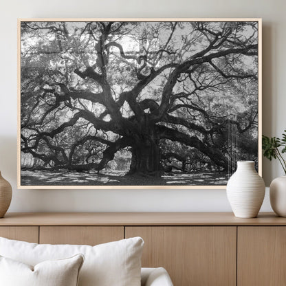 81655611-MGV-FP-36X24-3P_Natural-Ancient Oak Wall Art Canvas Print, Framed Twisted Branches Art Picture Print, Gnarled Tree Perfect Moody Nature Decor Artwork