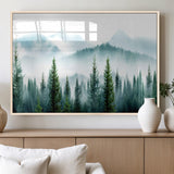 16716676-MGV-FP-36X24-3P_Natural-Pine Forest Wall Art Canvas Print, Framed Misty Mountains Art Picture Print, Foggy Trees Perfect Moody Forest Decor Artwork