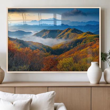 86772247-MGV-FP-36X24-3P_Natural-Autumn Mountains Wall Art Canvas Print, Framed Fall Foliage Art Picture Print, Vibrant Hills Perfect Vibrant Nature Decor Artwork