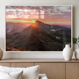 50957419-MGV-FP-36X24-3P_Natural-Mountain Sunrise Wall Art Canvas Print, Framed Alpine Ridge Art Picture Print, Mountain Range Perfect Vibrant Rustic Decor Artwork