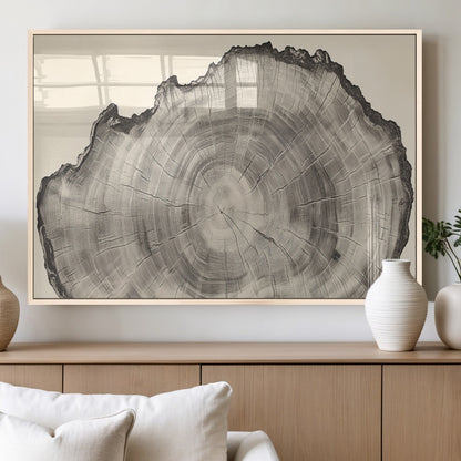 98921313-MGV-FP-60X30-3P_Natural-Tree Ring Wall Art Canvas Print, Framed Wood Slice Art Picture Print, Minimalist Wood Perfect Rustic Academic Decor Artwork