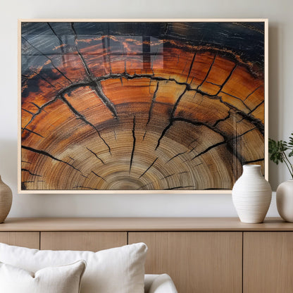 65909987-MGV-FP-36X24-3P_Natural-Rustic Tree Ring Wall Art – Nature Inspired Wooden Texture Canvas Print, Modern Abstract Artwork for Living Room, Bedroom, Office