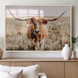 54986862-MGV-FP-60X30-3P_Natural-Majestic Longhorn Wall Art – Canvas Print of Graceful Strength & Bold Spirit, Wild Plains Beauty Nature Inspired Rustic Decor for