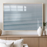 47814787-MGV-FP-60X30-3P_Natural-Ocean Waves Wall Art Canvas Print, Framed Solo Surfer Art Picture Print, Wave Lines Perfect Minimalist Ocean Decor Artwork