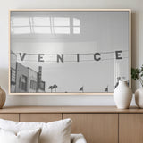 68254589-MGV-FP-60X30-3P_Natural-Venice Sign Wall Art Canvas Print, Framed Venice Letters Art Picture Print, Los Angeles Perfect Minimalist Urban Decor Artwork