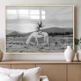 62789800-MGV-FP-60X30-3P_Natural-White Horse Wall Art Canvas Print, Framed Woman Rider Art Picture Print, Equestrian Pose Perfect Western Boho Decor Artwork