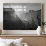 39278955-MGV-FP-36X24-3P_Natural-Yosemite Valley Wall Art Canvas Print, Framed El Capitan Art Picture Print, Misty Mountain Perfect Modern Rustic Decor Artwork