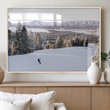 79857868-MGV-FP-60X30-3P_Natural-Snowy Mountain Wall Art Canvas Print, Framed Ski Slope Art Picture Print, Winter Forest Perfect Modern Rustic Decor Artwork