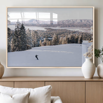 79857868-MGV-FP-60X30-3P_Natural-Snowy Mountain Wall Art Canvas Print, Framed Ski Slope Art Picture Print, Winter Forest Perfect Modern Rustic Decor Artwork