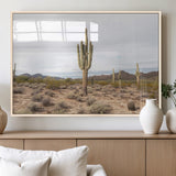 96147924-MGV-FP-36X24-3P_Natural-Saguaro Cactus Wall Art Canvas Print, Framed Desert Cactus Art Picture Print, Earthy Desert Perfect Southwestern Boho Decor