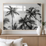 46641801-MGV-FP-60X30-3P_Natural-Palm Tree Wall Art Canvas Print, Framed Black White Tropics Art Picture Print, Monochrome Palms Perfect Modern Tropical Minimalist