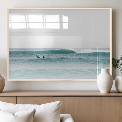 56345117-MGV-FP-60X30-3P_Natural-Minimalist Surfing Wall Art Canvas Print, Framed Ocean Waves Art Picture Print, Soft Ocean Perfect Minimalist Coastal Decor