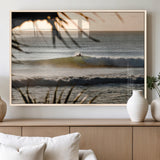 24896468-MGV-FP-60X30-3P_Natural-Sunset Surf Wall Art Canvas Print, Framed Golden Waves Art Picture Print, Tropical Ocean Perfect Tropical Boho Decor Artwork