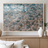 26580287-MGV-FP-60X30-3P_Natural-Clear Water Wall Art Canvas Print, Framed Sunlit Ripples Art Picture Print, Ocean Texture Perfect Modern Coastal Decor Artwork