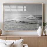 98634812-MGV-FP-36X24-3P_Natural-Black and White Ocean Waves Wall Art – Minimalist Sea Canvas Print, Coastal Photography Decor for Living Room, Bedroom or Office