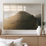 42338636-MGV-FP-60X30-3P_Natural-Golden Mountain Wall Art Canvas Print, Framed Misty Summit Art Picture Print, Rugged Landscape Perfect Moody Wilderness Decor