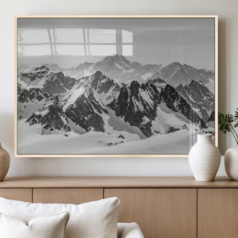 32399691-MGV-FP-36X24-3P_Natural-Snowy Mountain Wall Art Canvas Print, Framed Mountain Peaks Art Picture Print, Alpine Mountains Perfect Minimalist Alpine Decor