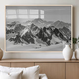 46884246-MGV-FP-36X24-3P_Natural-Snowy Mountain Wall Art Canvas Print, Framed Mountain Peaks Art Picture Print, Alpine Mountains Perfect Minimalist Alpine Decor