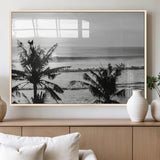 17508038-MGV-FP-60X30-3P_Natural-Tropical Coastline Wall Art Canvas Print, Framed Palm Trees Art Picture Print, Ocean Waves Perfect Minimalist Coastal Decor