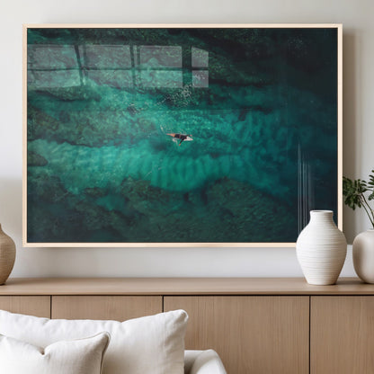 93287752-MGV-FP-60X30-3P_Natural-Ocean Surf Wall Art Canvas Print, Framed Blue Waters Art Picture Print, Vibrant Seascape Perfect Coastal Adventure Decor Artwork