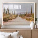 30742780-MGV-FP-60X30-3P_Natural-Desert Cactus Wall Art Canvas Print, Framed Southwestern Art Picture Print, Bohemian Western Perfect Southwestern Boho Decor