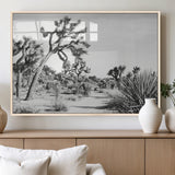 88164251-MGV-FP-60X30-3P_Natural-Joshua Tree Wall Art Canvas Print, Framed Desert Path Art Picture Print, Monochrome Desert Perfect Minimalist Desert Decor Artwork