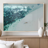 33764764-MGV-FP-60X30-3P_Natural-Minimal Beach Wall Art Canvas Print, Framed Ocean Swimming Art Picture Print, Clear Ocean Perfect Minimal Coastal Decor Artwork