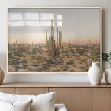 76234974-MGV-FP-60X30-3P_Natural-Desert Cactus Wall Art Canvas Print, Framed Baja Desert Art Picture Print, Pastel Desert Perfect Southwestern Boho Decor Artwork