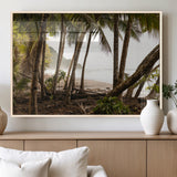 92093951-MGV-FP-36X24-3P_Natural-Tropical Jungle Wall Art Canvas Print, Framed Palm Tree Forest Art Picture Print, Coastal Escape Perfect Jungle Retreat Decor