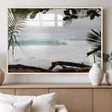 50382104-MGV-FP-60X30-3P_Natural-Tropical Surf Wall Art Canvas Print, Framed Palm Tree View Art Picture Print, Beach House Art Perfect Boho Coastal Decor Artwork