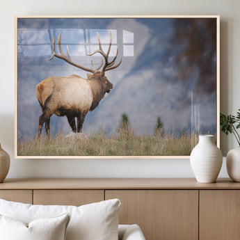 26365841-MGV-FP-36X24-3P_Natural-Mountain Elk Art Wall Art Canvas Print, Framed Rustic Wildlife Print Art Picture Print, Lodge Style Decor Perfect Rustic Lodge