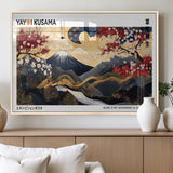 66243961-MGV-FP-36X24-3P_Natural-Mount Fuji Japanese Wall Art – Golden Abstract Landscape Canvas Print, Cherry Blossom Painting, Modern Oriental Zen Home Decor
